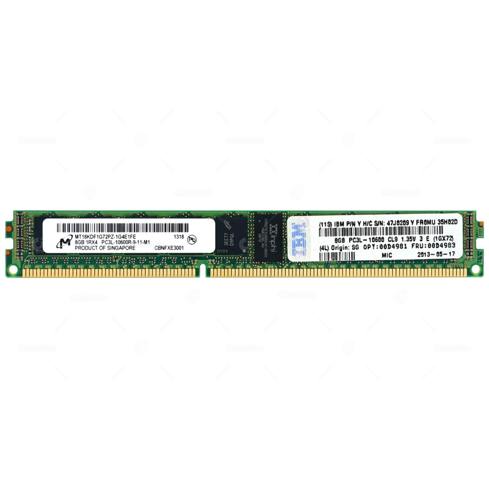 00D4983 IBM MEMORY 8GB 1RX4 PC3L-10600R DDR3 00D4983 47J0209, 00D4981 47J0209, 00D4981